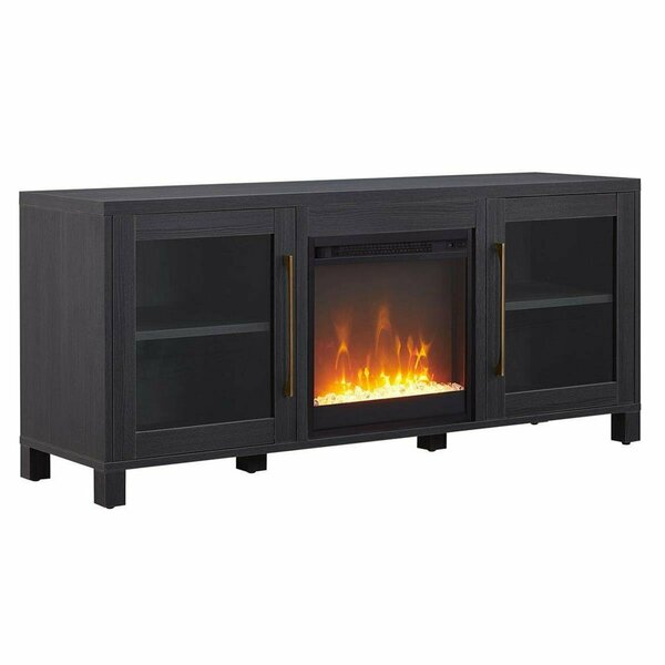 Henn & Hart Foster TV Stand with Crystal Fireplace Insert, Charcoal Gray TV1130